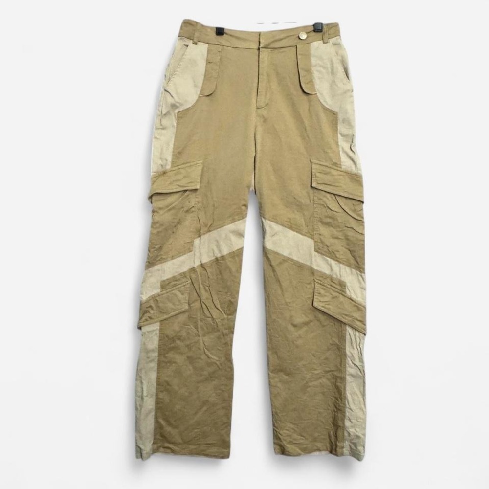 Akira Cargo Pants Sz M Colorblock Utility Streetwear Y2K Wide Leg Techwear